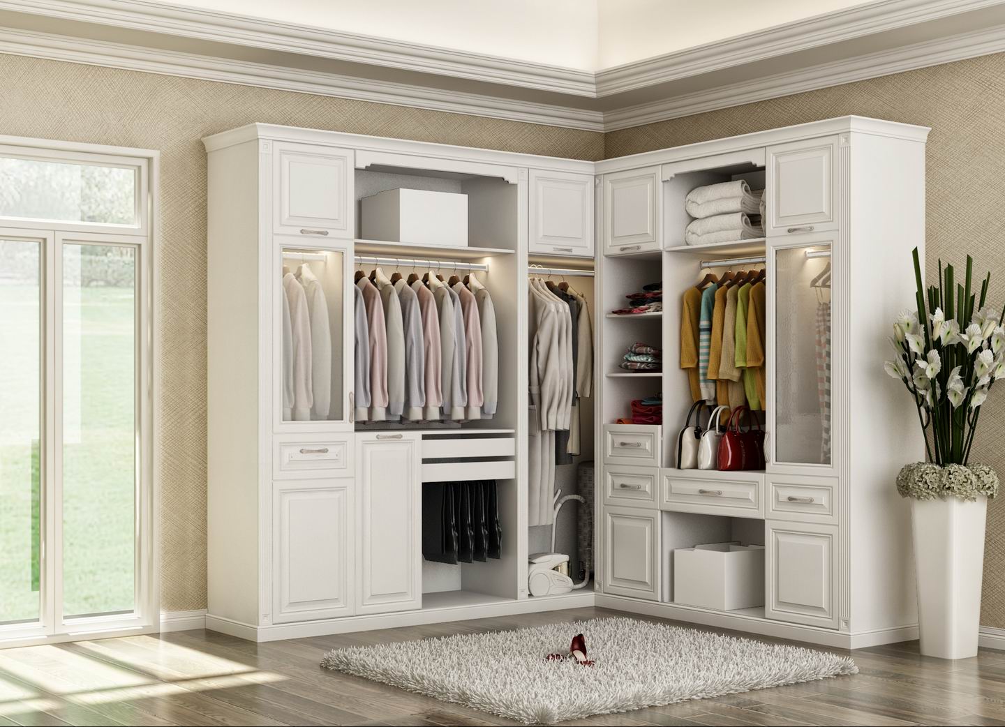 全鋁衣柜-03（風格：簡歐；顏色：暖白）